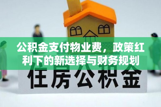富锦公积金支付物业费，政策红利下的新选择与财务规划